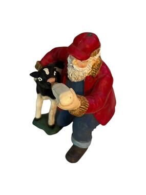 Santa with Calf "ahhh! Milk is Good" Christmas Figurine